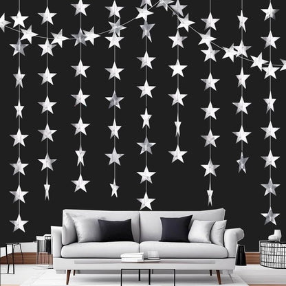 Iridescent Shining Star Hanging Garland Iridescent Hanging Sparkling Star Streamer Glitter Bunting Banner Twinkle Backdrop for Wedding Baby Shower Birthday Christmas Decorations 40 Feet