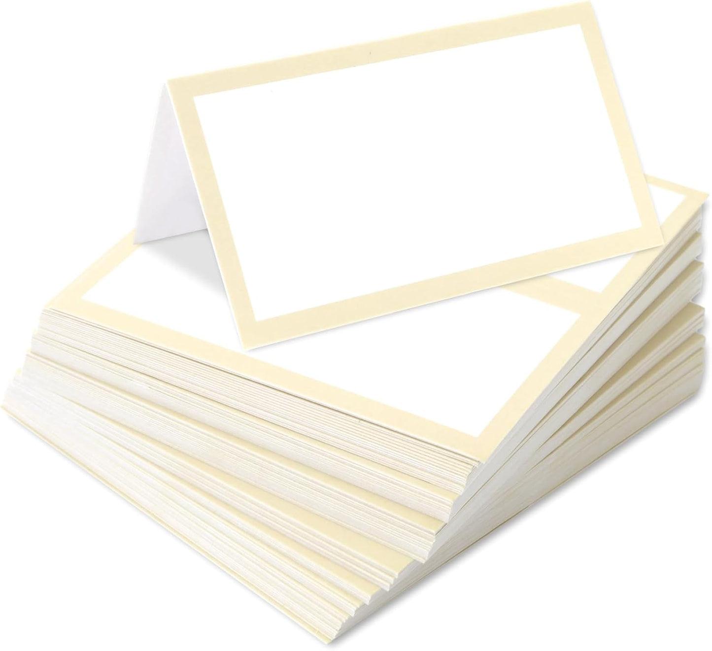 Whaline 100Pcs Navy Blue Place Cards 3.5 x 2 Inch White Blank Tented Cards Wedding Seating Cards for Party Table Setting Supplies