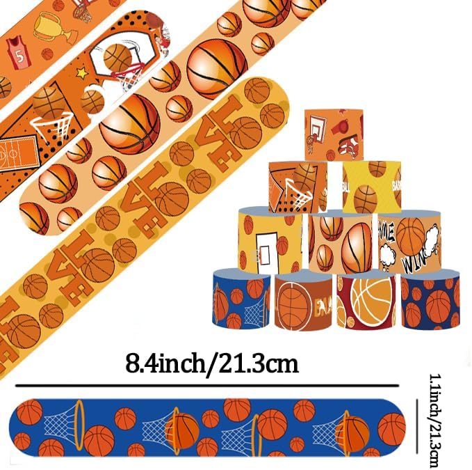 CZWXOXO Basketball Theme Party Favors 24 Pcs Ball Theme Slap Bracelets 50 Pcs Sport Theme Stickers，Party Team Gift Fillers School Classroom games Rewards Supplies