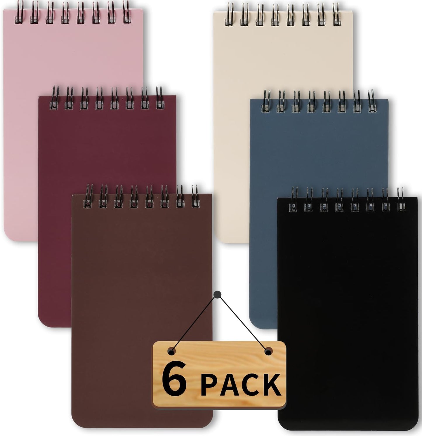 QiCheng 6pack Pocket Notebook Small Notepad Pocket Notepad Small Spiral Notebooks 3X5Inches (6)