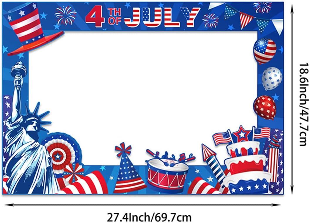 4th of July Photo Booth Props Photo Frame Independence Day Photography Posing Selfie Supplies Funny Picture Decorations for Patriotic Memorial Themed Party Favor Masquerade Backdrop Decor Supplies