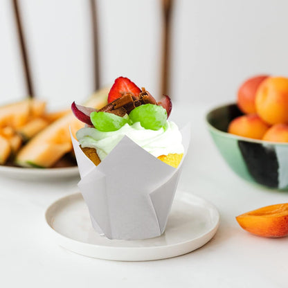 200pcs Tulip Cupcake Liners, Standard Greaseproof Paper Baking Cups Muffin Liners Holders Perfect for Bridal Showers, Baby Showers, Birthday Parties, Banquets, and Catering Events (Natural)