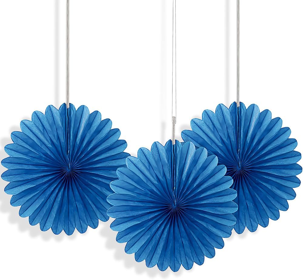 Sunflower Yellow Hanging Tissue Paper Fans - 6'', 3 Count - Perfect for Parties & Home Decor