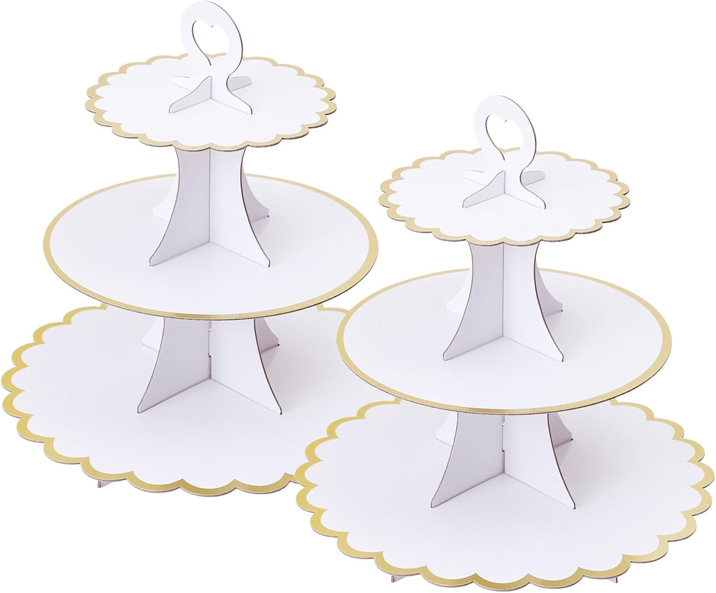 Soleebee 3-Tier Cupcake Stand, Cardboard Cupcake Tower, Cup Cake Stand Tower for Birthday Wedding Party Decoration, Cupcake Tier Stand Desserts Display 1 Set (Purple Gold)
