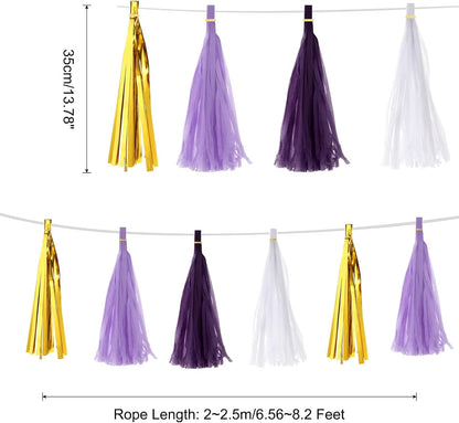 MECCANIXITY 20Pcs Light Blue Tassel Garland Banner with Rope Tissue Paper Tassels Party DIY Kits for Anniversary Wedding Birthday Party