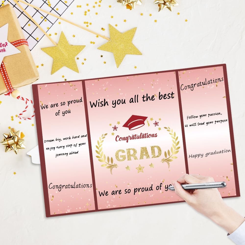 Graduation Guest Book Party Decorations-Blue Gold Graduation Guest Book Alternative Graduation Signature Congrats for 2026 College High School Graduation Party Decorations Unique Graduation Gifts