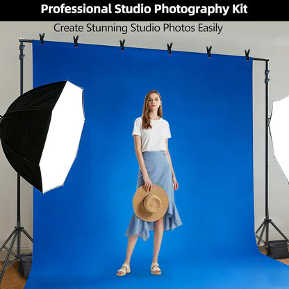 Hemmotop Backdrop Stand 10x8ft (WxH), Photography Background Stand for Parties, Adjustable Photo Backdrop Stands Kit for Wedding, Photo Booth, Party, Decoration, Balloon, Projector Screen
