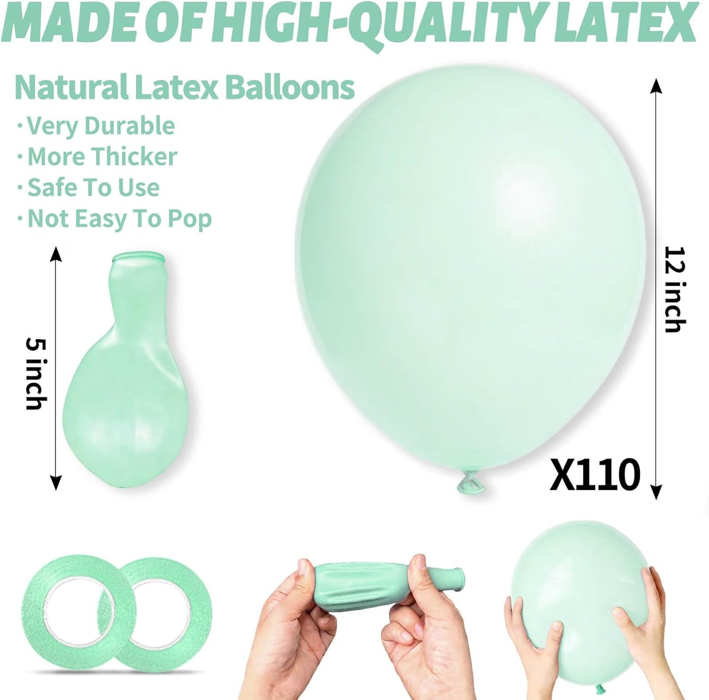 110pcs Black Balloon 12 inch, Black Latex Balloons for Birthday Party Baby Shower Wedding(with 2 Ribbons). - Colors A