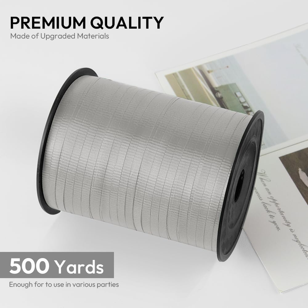 KMER LIFE White Crimped Curling Ribbon, 1/5" Wide x 500 Yards Christmas Curling Ribbons for Gift Wrapping, Party Decoration, Balloon String, Crafting, Balloon Ribbons for Florist Flower (1 Roll)