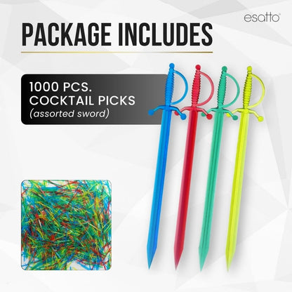 1000 Pcs Cocktail Picks Prism 7.62cm (3") - Sleek, Stylish Garnish for Cocktails, Perfect Plastic Toothpicks for Appetizers & Drinks, Versatile Fancy Skewers Food Pick for Charcuterie Parties
