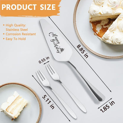 Cake Knife and Server Set for Birthday Party 60 Year Old Birthday Gift for Dad Mom Engraved Knives Servers Grandma Grandpa 60th Bday Gifts for Men Women 60 Yrs Old Bday Presents for Aunt Uncle