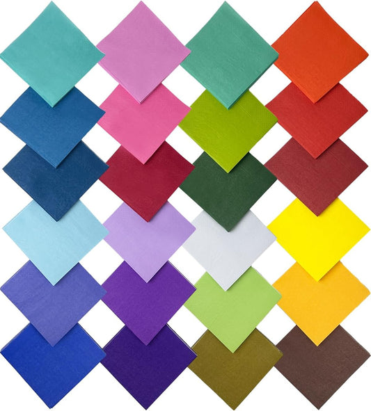 24 colors Cocktail Napkins 5 * 5inch disposable Beverage Napkin paper for Cocktail, Wedding, Dinner，Brithday Party Dessert Wine Paper Napkins（ 120 Count）