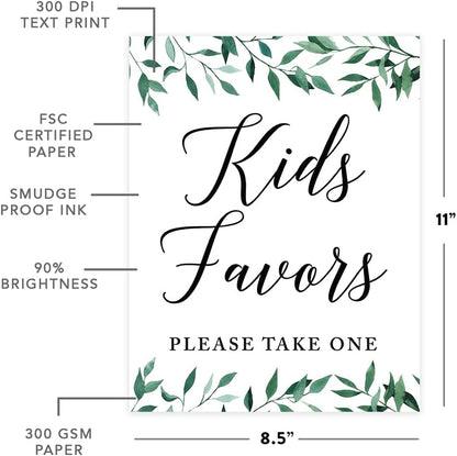Andaz Press Wedding Party Signs, Natural Greenery Green Leaves, 8.5x11-inch, Bridal Shower Scavenger Hunt, 1-Pack - Colors D