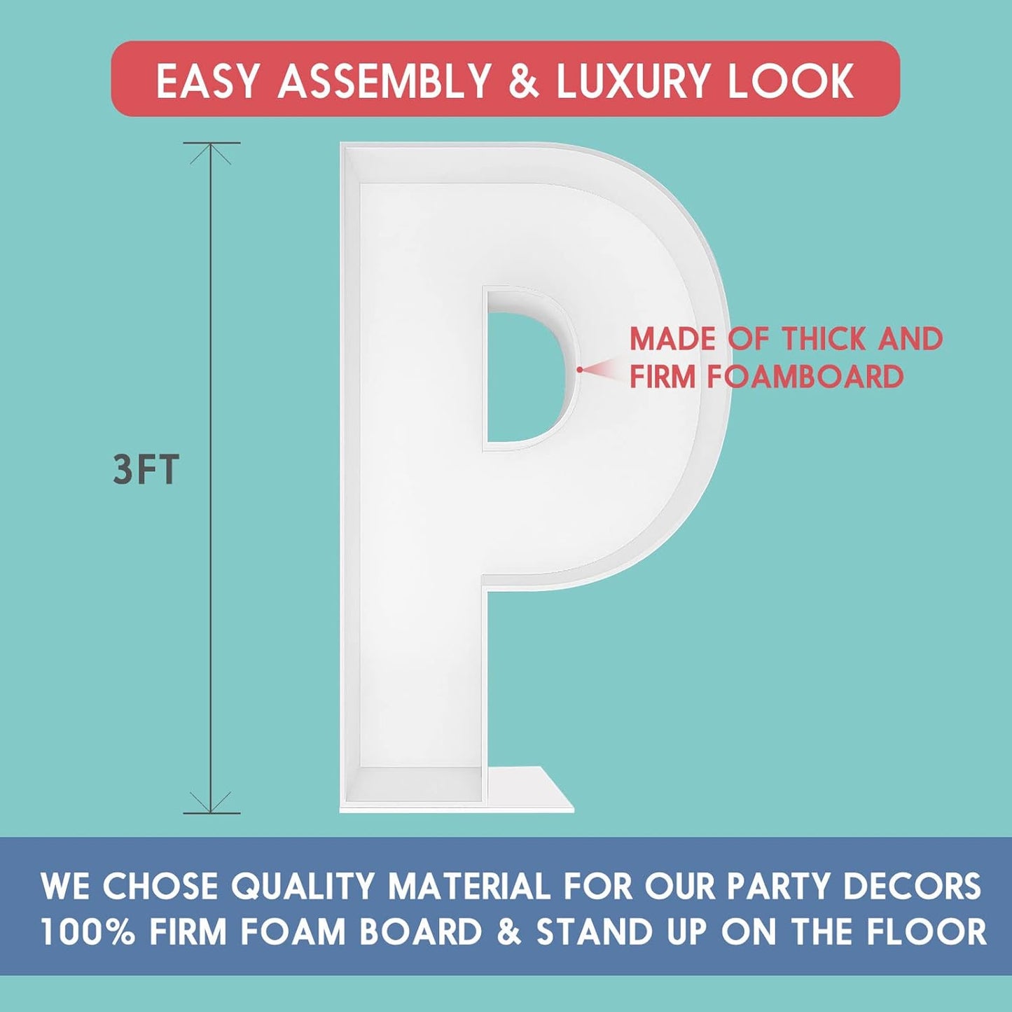 JW Passion - Premium Quality Made 3FT Tall Mosaic Balloon Frame Big Marquee Light Up Letters DIY Kit for Birthday Party Wedding Backdrop Decor Letter A Pre-Cut Foam Board