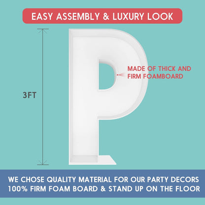 JW Passion - Premium Quality Made 3FT Tall Mosaic Balloon Frame Big Marquee Light Up Letters DIY Kit for Birthday Party Wedding Backdrop Decor Letter A Pre-Cut Foam Board