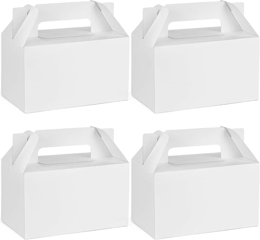 LotFancy Gable Boxes for Party Favor, 9.5 x 5 x 5 Inches, 25 Pack, Large Treat Box with Handles, White Gift Boxes, Goodie Box for Birthday, Wedding, Baby Shower, Lunch