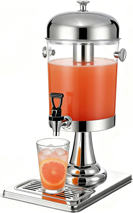 4.4 Gallon Iced Beverage Drink Dispenser, Stainless Steel Water Jar with Stand, Iced Beverage Drink Dispenser for Parties, Commercial Hot Cold Juice, Hot & Cold Drinks