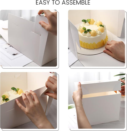 VGOODALL 2 Pack Cake Boxes, 10x10x8 Inches Cake Containers with Window, White Bakery Boxes with Lids for Donuts, Pies, Cookies,Birthday Party Wedding