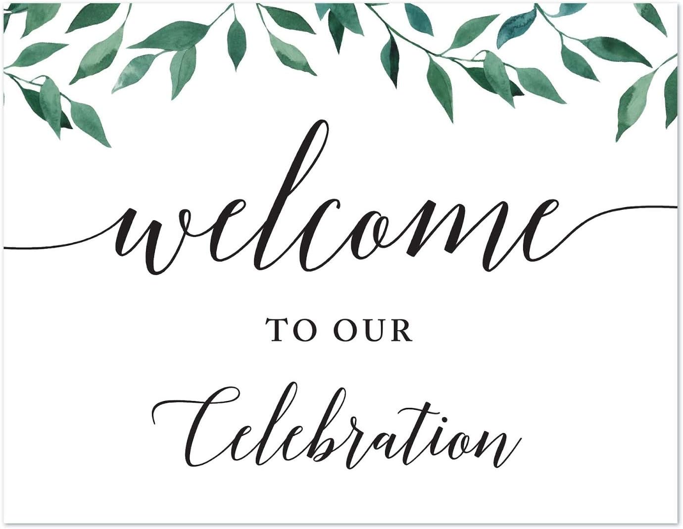Andaz Press Wedding Party Signs, Natural Greenery Green Leaves, 8.5x11-inch, Bridal Shower Scavenger Hunt, 1-Pack - Colors D