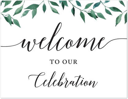 Andaz Press Wedding Party Signs, Natural Greenery Green Leaves, 8.5x11-inch, Bridal Shower Scavenger Hunt, 1-Pack - Colors D