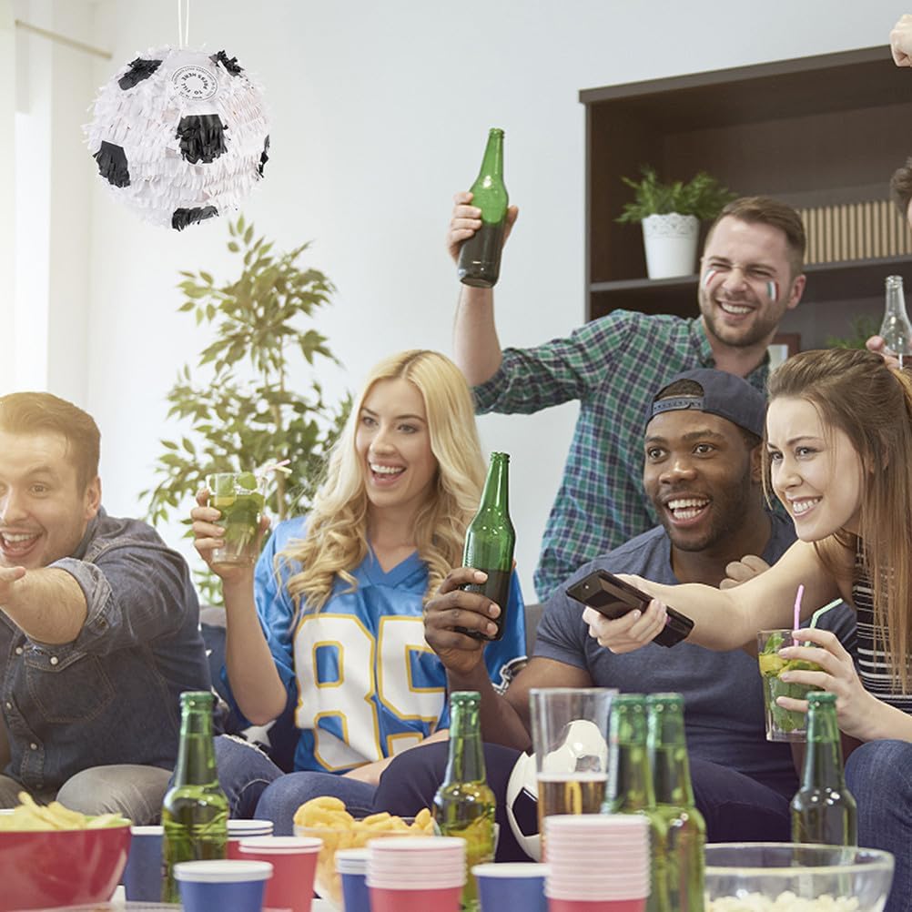 SEWACC 2pcs Soccer Ball Pinata with Stick, Football Birthday Party Supplies, Sports Birthday Decorations for Party Fun