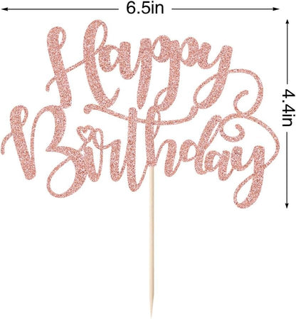 Handmade Glitter Happy Birthday Cake Topper,Birthday Party Cake Decorations, Anniversary/Birthday Party Decoration Supplies (Rainbow)