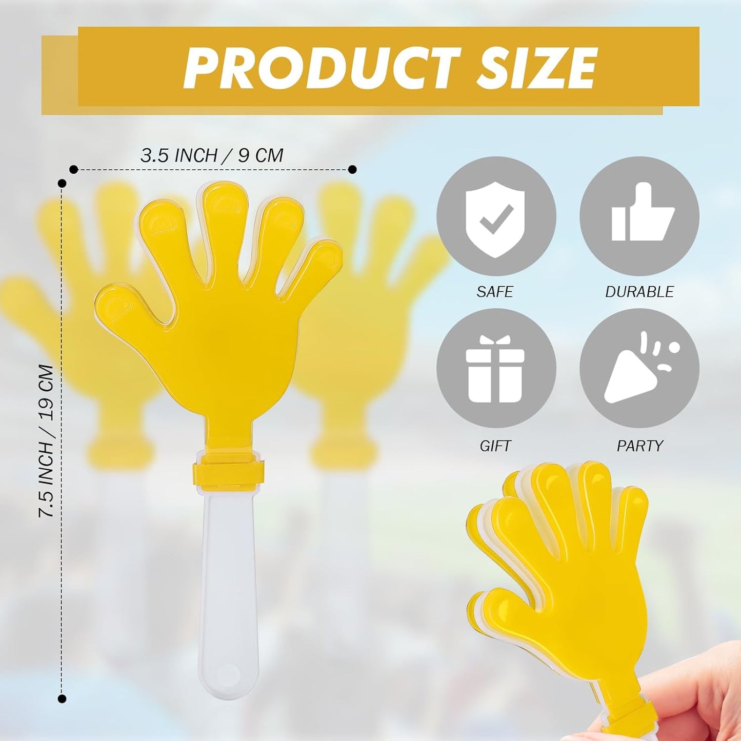 48 Pcs Cheerleading Pom Poms and Hand Clappers Noisemakers Set for Team Spirit Items Sporting Events Football Baseball Cheering Essentials Party Favors Dance（Yellow and Black）