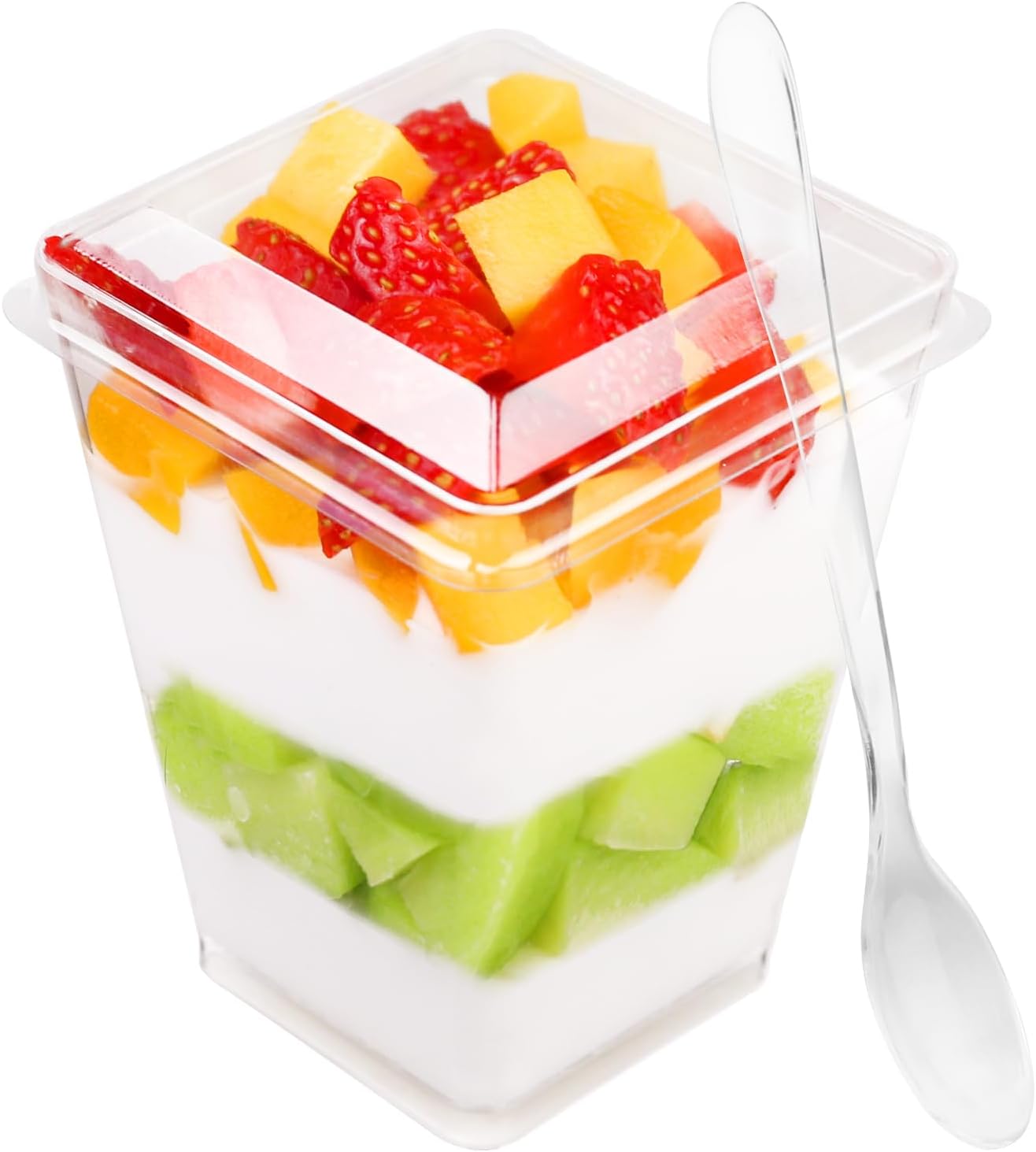 5 oz 60Pcs Plastic Dessert Cups With Lids and Spoons, Yogurt Parfait Appetizer Cups for Party, Mini Dessert Shooters for Pudding and Fruit