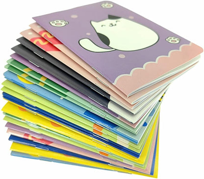 ALIMITOPIA 24pcs Mini Notebook Portable Pocket Notebook Journal Steno Memo MiniDaily NotePad,3.5X5 inches,24 sheets,College Ruled Pages(Cartoon Animals)