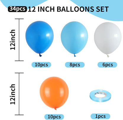 Blue Silver Balloons Set, 12 Inch Blue and Silver Balloons Dark Navy and Confetti Party Latex Balloon, Macaron Metallic Baby Blue Mixed Balloon for Birthday Graduation Baby Shower Wedding Retirement