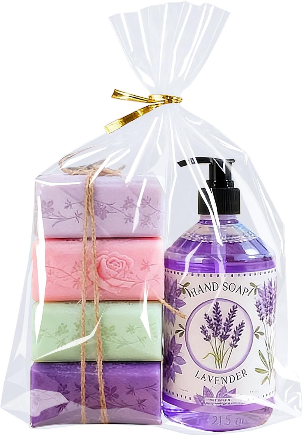 PigPotParty Cellophane Treat Bags 6x9 Inch, 50 Pack Clear Goodie Bags with Bottom Gusset for Stand-Up Display, Small Plastic Gift Wrap for Cookies, Candy, Party Favors, Popcorn, Includes 50 Gold Ties