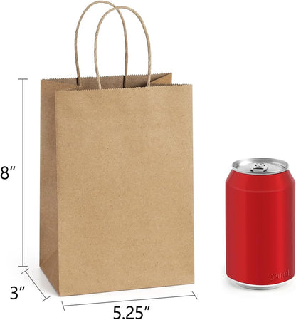 BagDream Kraft Paper Bags 25Pcs 5.25x3x8 Inches Small Paper Gift Bags with Handles Bulk for Party Favor, Retail, Merchandise, Black Gift Sacks