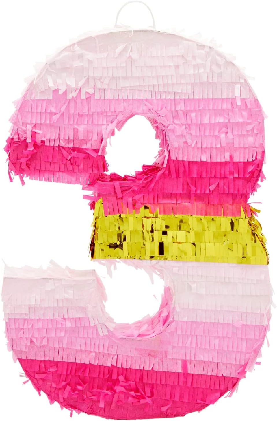 Number 5 Pinata, Pink and Gold Foil for Girls 5th Birthday Party Decorations (Small, 16.5 x 11.6 x 3 In)