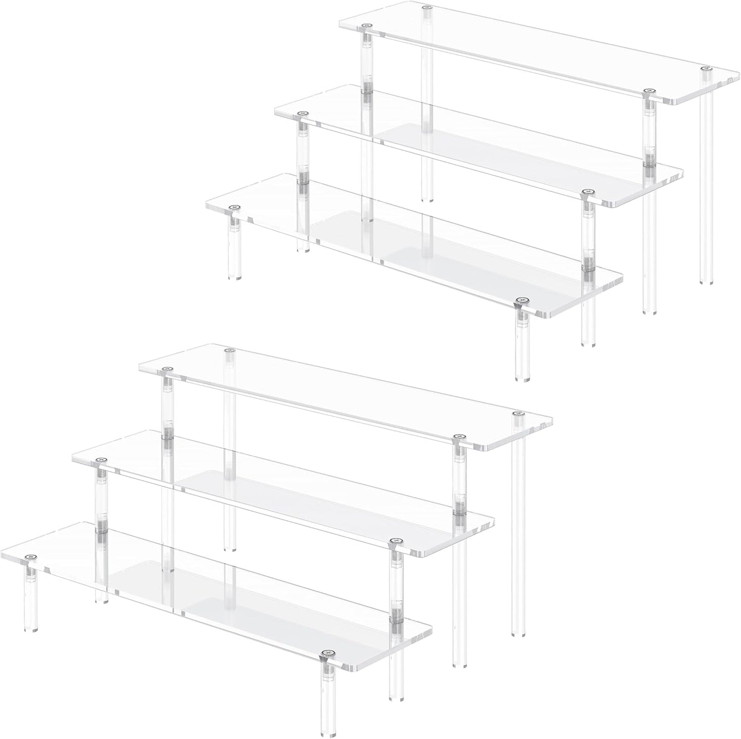 3 Tier Acrylic Display Risers, Large Perfume Organizer Stand, Clear Cupcake Stand Holder, Display Shelves for Figurines, Dessert Shelf for Party, Risers Display Stand for Decoration (1 Pack)