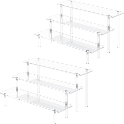 3 Tier Acrylic Display Risers, Large Perfume Organizer Stand, Clear Cupcake Stand Holder, Display Shelves for Figurines, Dessert Shelf for Party, Risers Display Stand for Decoration (1 Pack)