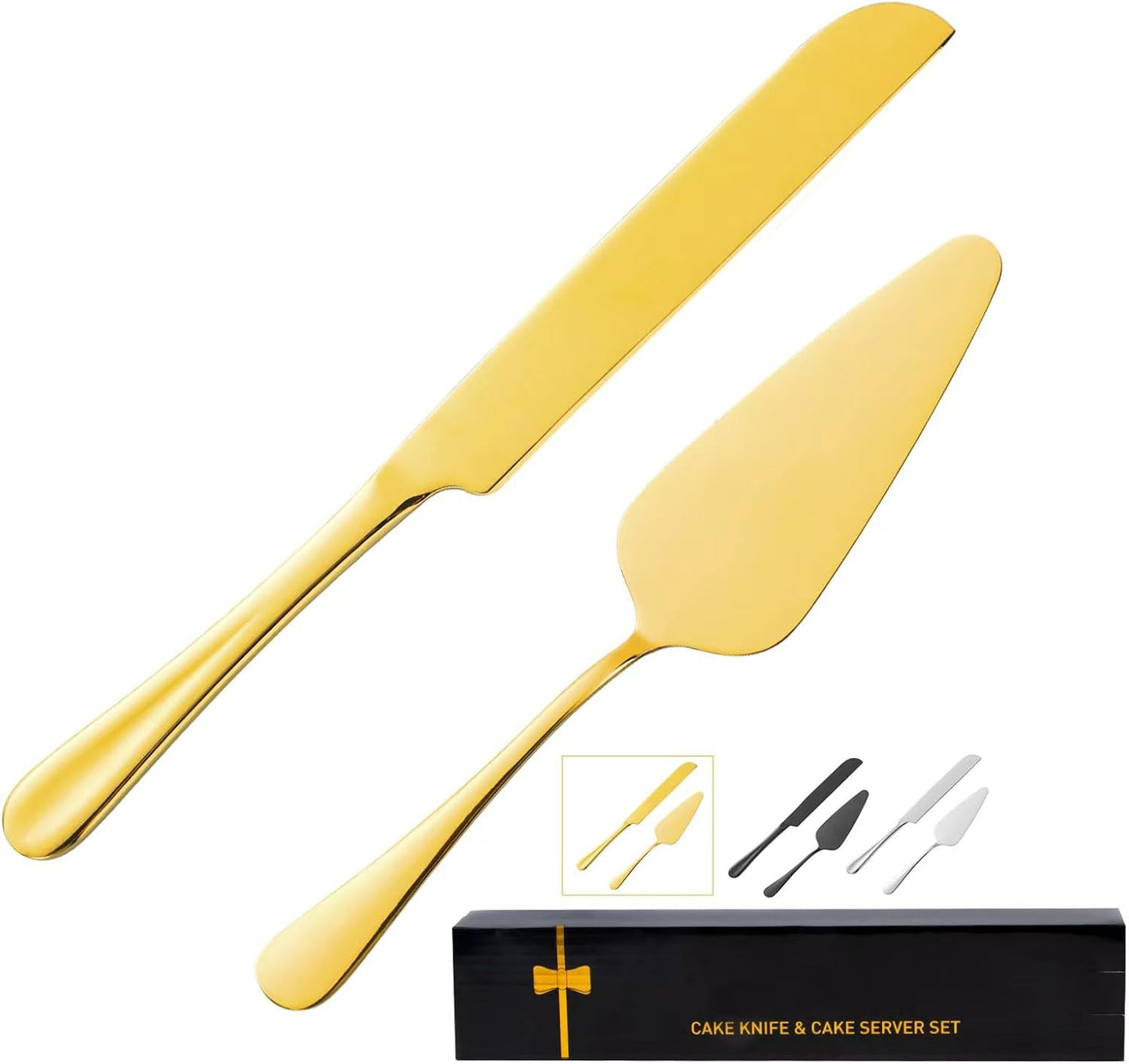 Cake Serving Set, Cake Pie Pastry Servers, Stainless steel Cake Knife and Server Set Perfect For Birthday, Wedding, Parties and Events (Silver)