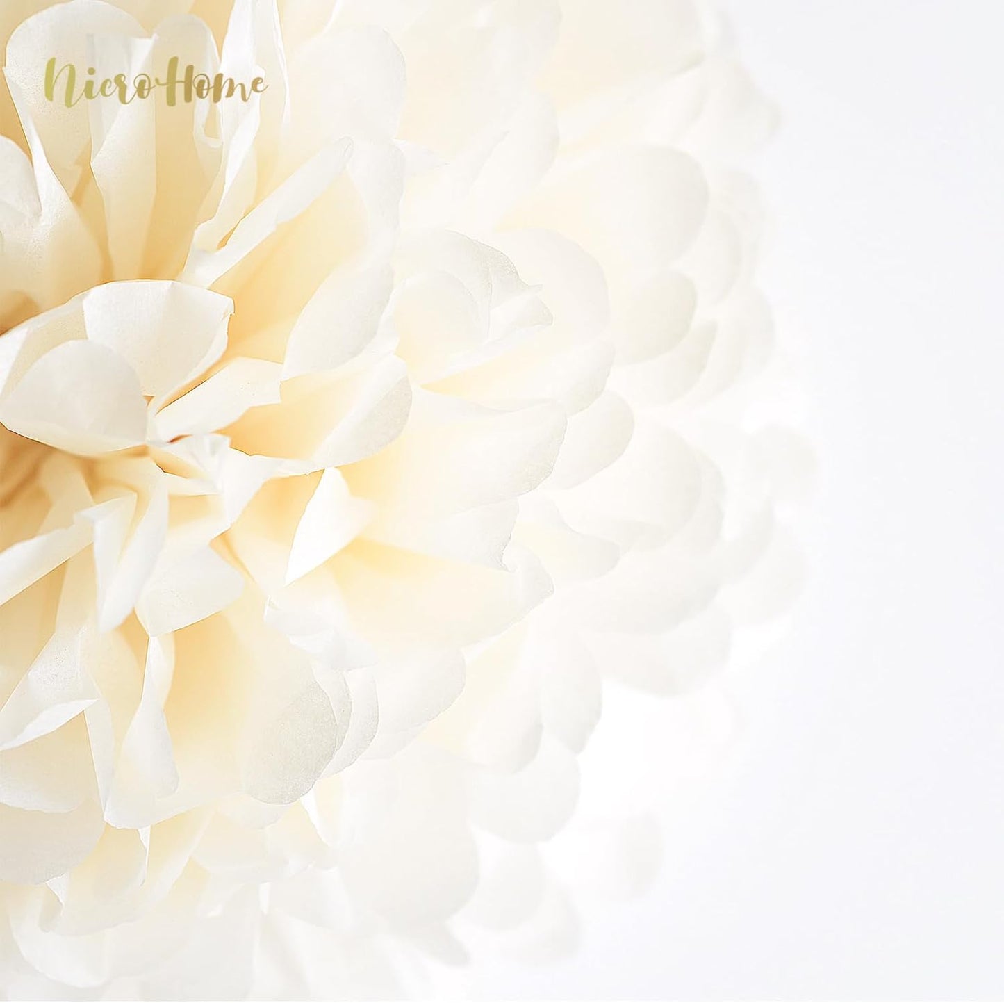 NICROHOME EUR Boho Wedding Decorations, 28PCS Rustic Neutral Creamy White Tissue Paper Pom Poms Tassel, Dots Paper Garland Decor Packages for Baby Shower Birthday Bridal Shower Party Table