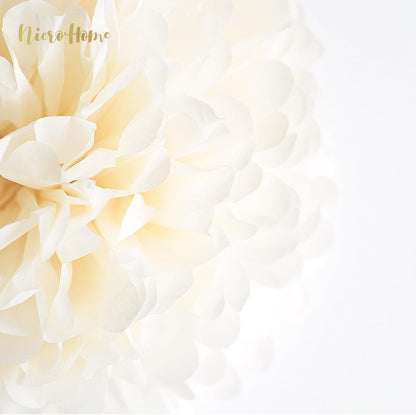 NICROHOME EUR Boho Wedding Decorations, 28PCS Rustic Neutral Creamy White Tissue Paper Pom Poms Tassel, Dots Paper Garland Decor Packages for Baby Shower Birthday Bridal Shower Party Table