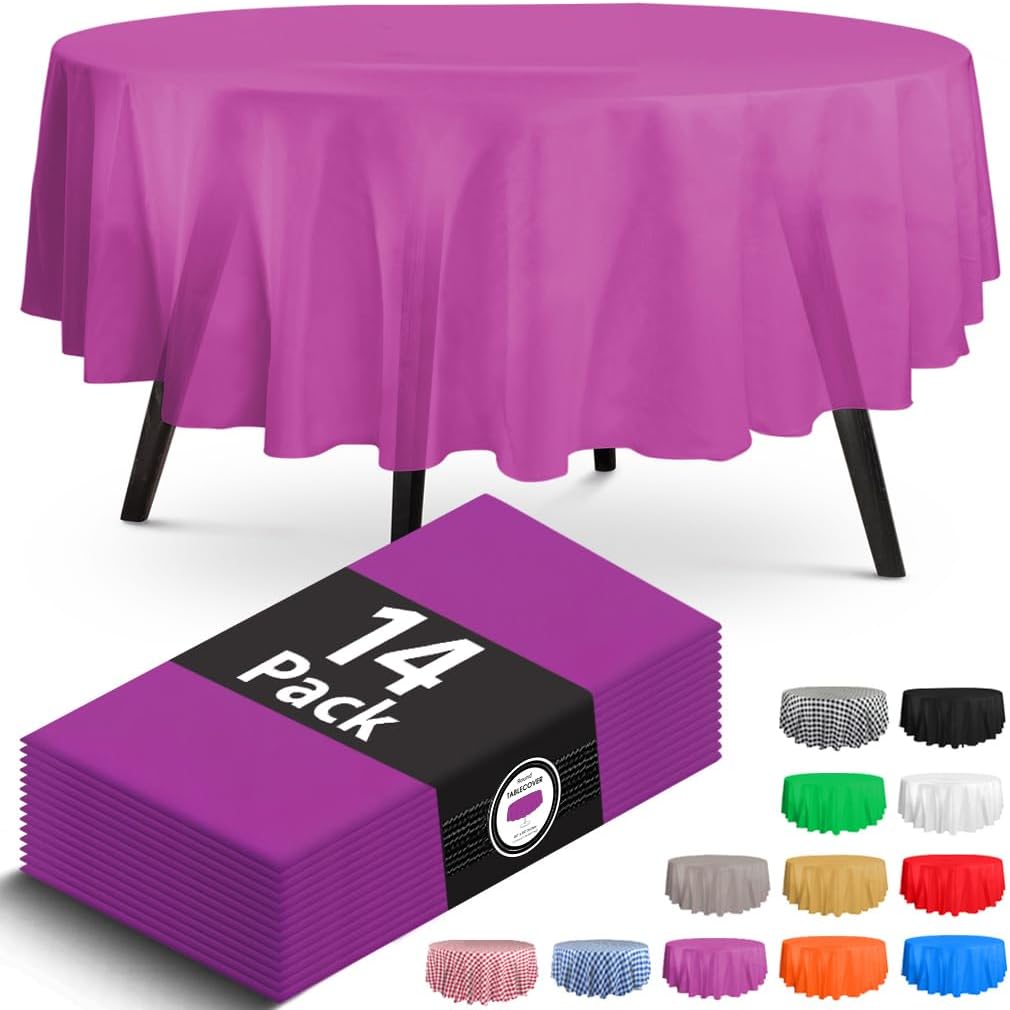 14 Pack Black 54 x 108 in. Rectangle Disposable Plastic Tablecloths - Smooth Decorative Covers for Parties, Weddings