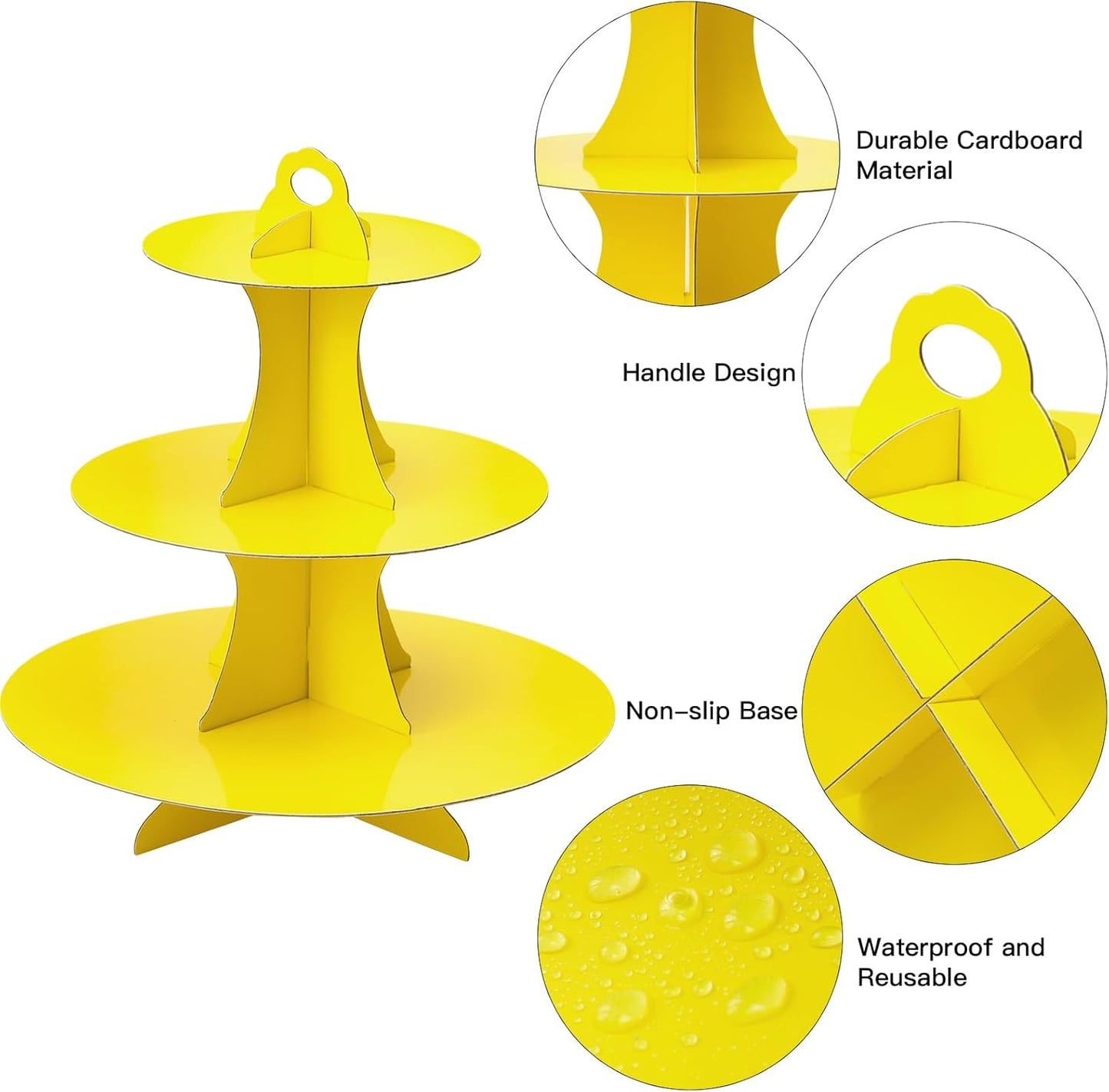 Soleebee 3-Tier Round Cupcake Stand, Cardboard Cupcake Tower, Dessert Cup Cake Stand Tower for Birthday Wedding Party Decoration, Cupcake Tier Stand 1 Set (Hot Pink)