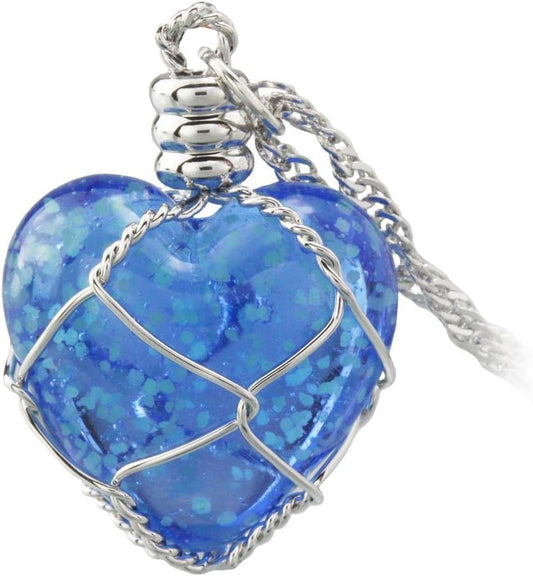 FM FM42 Glow in The Dark Blue/Green Heart Pendant Necklace, Glow Green Light