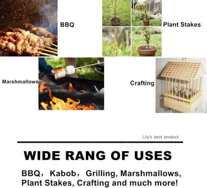 HOPELF 4" Natural Bamboo Skewers Sticks for Appetiser，Fruit，Cocktail，Kabob，Chocolate Fountain，Grilling，Barbecue，Kitchen，Crafting and Party.More Size Choices 4"/6"/8"/10"/12"/14"/16"/17.5"/30"/36"