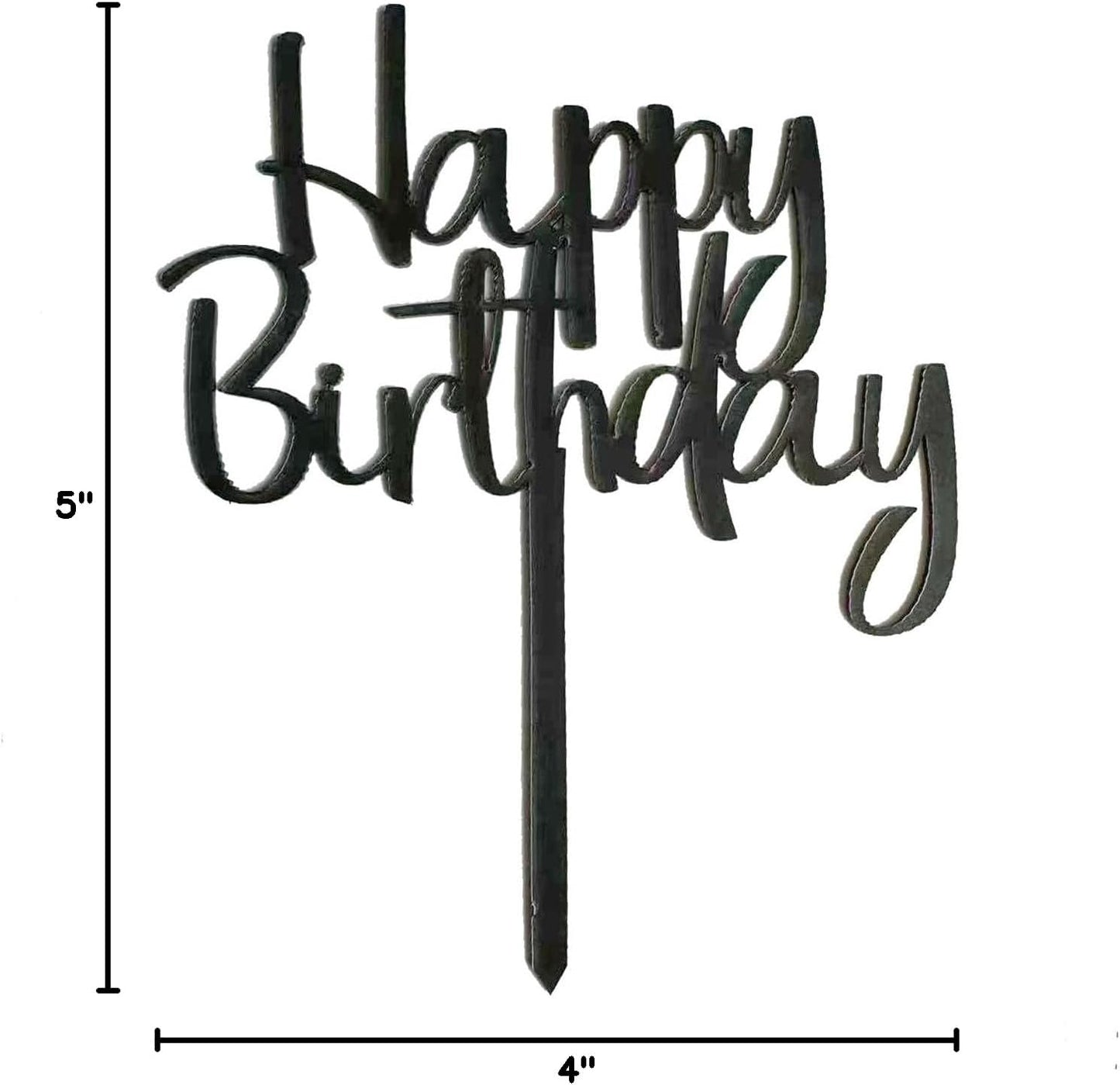 DIY Happy birthday Cake Topper Black Acrylic