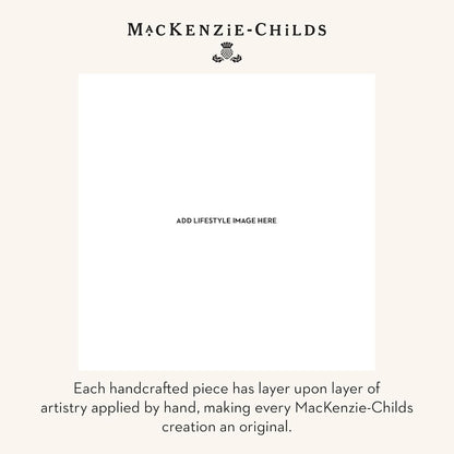 MACKENZIE-CHILDS Enamel Pedestal Platter, Round Cake Stand, Large, Black-and-White Courtly Check
