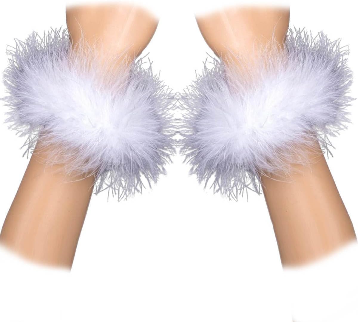 2Pcs Feather Wristbands, 9.65inch Soft Feather Wrist Slap Bracelet Cuffs, Snap Ring, Circle Slap Wrist Decoration Cuffs for Party Decoration