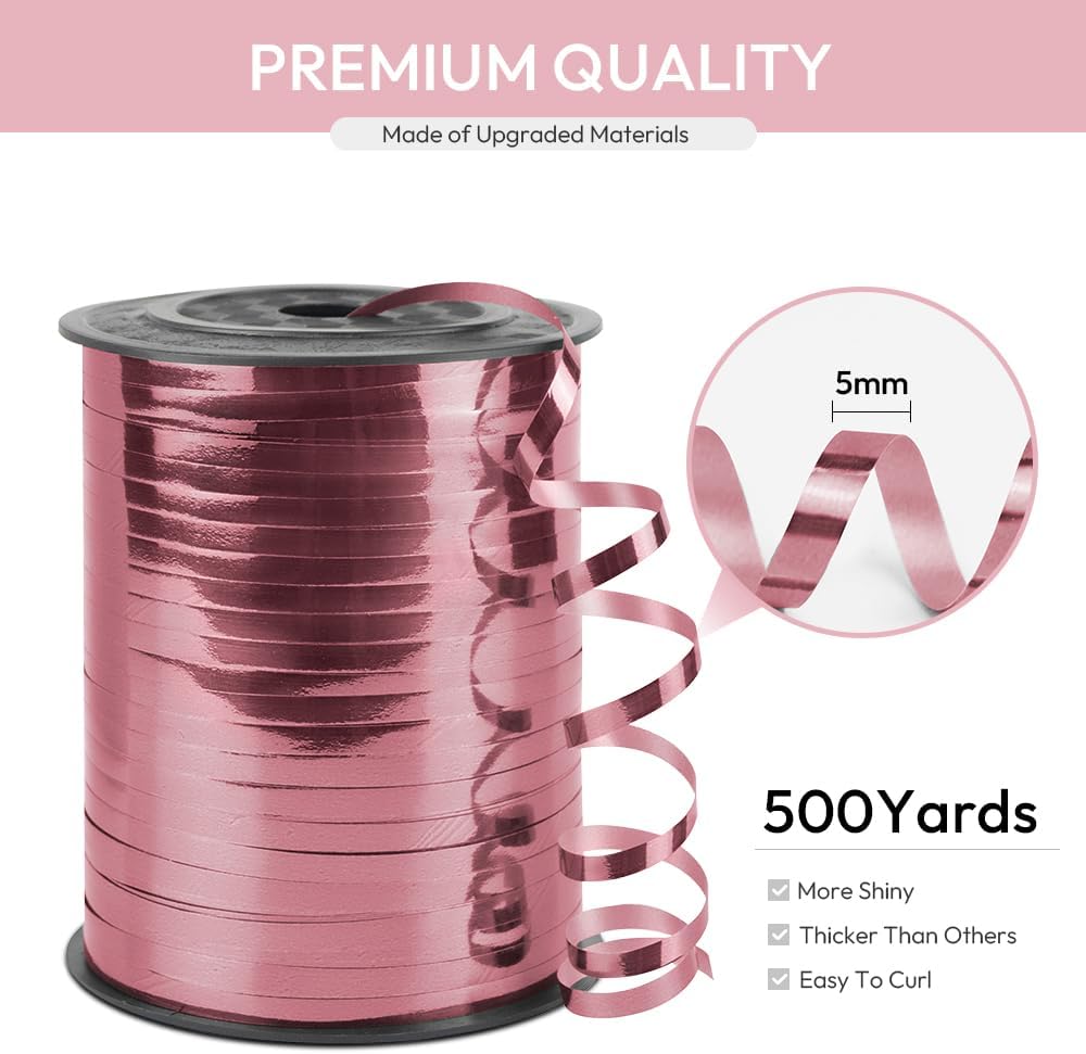 KMER LIFE White Crimped Curling Ribbon, 1/5" Wide x 500 Yards Christmas Curling Ribbons for Gift Wrapping, Party Decoration, Balloon String, Crafting, Balloon Ribbons for Florist Flower (1 Roll)