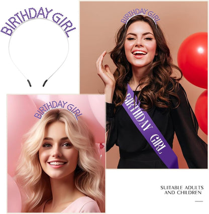 Birthday Sash & Crown for Women - Tiara Headband, Girls' Decorations Accessories