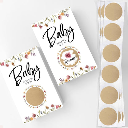 Printed Party Baby Shower Games for Girl – 4 Games and Activities for 30 Guests, Includes Bingo, Price is Right, Mommy or Daddy Trivia, and Storybook Title Guessing, Wildflower Baby in Bloom Design