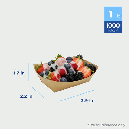Karat Paper Food Trays Disposable [2 LB - 1,000 ct] Sturdy Food Boats, Leak Resistant | Ideal for Snacks, Nachos and Finger Foods