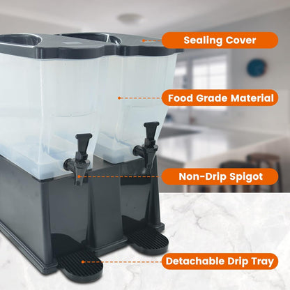 Beverage Dispenser 5 Gallon Drink Dispenser with Spigot, Juice Dispensers for Parties, Black Base